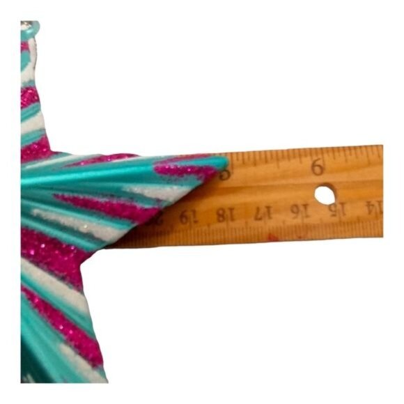 Christmas Star Ornament Blue 5" Matte Glitter Sparkle Design - Picture 2 of 4